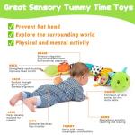 Baby Sensory Toy 0-6 Month Music Animal Stuffed Plush Caterpillar Toy for Infant 0-3-6-12 Month Old Tummy Time with Mirror Crinkle Rattle Toys for Newborn Boys Girl Shower Gifts Easter Basket Stuffer