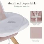 Evolur Zoodle 2-in-1 High Chair for Baby & Toddler – Convertible High Chair to Toddler Chair, Padded Seat, 5-Point Safety Harness, Dual Dishwasher-Safe Trays, Solid Beechwood Legs – Pink