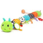 Baby Sensory Toy 0-6 Month Music Animal Stuffed Plush Caterpillar Toy for Infant 0-3-6-12 Month Old Tummy Time with Mirror Crinkle Rattle Toys for Newborn Boys Girl Shower Gifts Easter Basket Stuffer