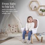 Evolur Zoodle 2-in-1 High Chair for Baby & Toddler – Convertible High Chair to Toddler Chair, Padded Seat, 5-Point Safety Harness, Dual Dishwasher-Safe Trays, Solid Beechwood Legs – Pink