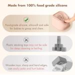 YIVEKO Baby Stacking Cups Toy, Silicone Stacking Tower Educational Baby Toys 6M+, Soft Teething Building Blocks 8 Pcs, BPA Free Sensory Infant Toy, Bath & Beach Toys, Vintage Neutral Colors-Gentle