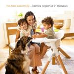 Munchkin Float Baby High Chair for Babies and Toddlers, Foldable for Easy Storage, White with Wooden Legs