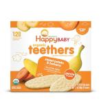 Happy Baby Organic Teethers, Banana and Sweet Potato, Gentle Teething Wafers, Packets, Soothing Rice Cookies for Teething Babies, 2 Count per pack, 12 Count per box, 1.7 Ounce