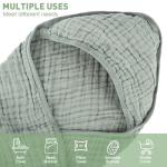 Synrroe 2 Pack Hooded Muslin Cotton Baby Towels (Green/Brown), 32 by 32 Inches, Ultra-Soft & Breathable for Baby Bath Time