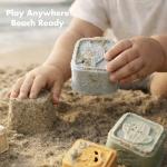 YIVEKO Baby Stacking Cups Toy, Silicone Stacking Tower Educational Baby Toys 6M+, Soft Teething Building Blocks 8 Pcs, BPA Free Sensory Infant Toy, Bath & Beach Toys, Vintage Neutral Colors-Gentle