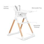 Munchkin Float Baby High Chair for Babies and Toddlers, Foldable for Easy Storage, White with Wooden Legs