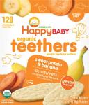 Happy Baby Organic Teethers, Banana and Sweet Potato, Gentle Teething Wafers, Packets, Soothing Rice Cookies for Teething Babies, 2 Count per pack, 12 Count per box, 1.7 Ounce