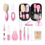 Baby Grooming Kit，Infant Safety Care Setwith Hair Brush Comb Nail Clipper Nasal Aspirator, Baby Essentials Kit for Newborn Girls Boys (14 PC-Pink Kit)