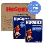 Huggies Size 4 Overnites Baby Diapers: Overnight Diapers, Size 4 (22-37 lbs), 116 Ct (2 Packs of 58), Packaging May Vary