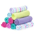 Spasilk Washcloth Wipes Set for Newborn Boys and Girls, Soft Terry Washcloth Set, Pack of 10, Aqua Bubbles, (010-1201)