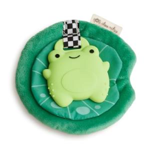 Itzy Ritzy Crinkle Teether Toy – Silicone Frog Teething Toy with Crinkly Lilypad & Plush Velour Layer – Features Multiple Textures for Teething Relief – Designed for Ages 3 Months and Up (Frog)
