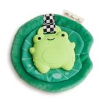 Itzy Ritzy Crinkle Teether Toy – Silicone Frog Teething Toy with Crinkly Lilypad & Plush Velour Layer – Features Multiple Textures for Teething Relief – Designed for Ages 3 Months and Up (Frog)