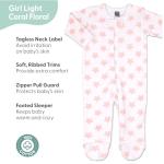 The Peanutshell Baby Sleepers for Girls 3-Pack - Newborn Clothes, Soft Cotton Baby Girl Footed Pajamas, Newborns Clothes Gift Set - Flower Pink