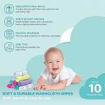 Spasilk Washcloth Wipes Set for Newborn Boys and Girls, Soft Terry Washcloth Set, Pack of 10, Aqua Bubbles, (010-1201)