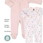 The Peanutshell Baby Sleepers for Girls 3-Pack - Newborn Clothes, Soft Cotton Baby Girl Footed Pajamas, Newborns Clothes Gift Set - Flower Pink