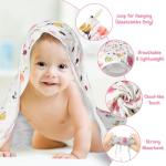 Zainpe 4Pcs Muslin Baby Hooded Towel & Washcloth Set Pink Flowers Pattern Soft Absorbent Cotton Bath Hood Towels for Newborn Toddlers Essentials Boys Girls Infant Shower Gift 31.5 x 31.5 in