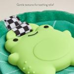 Itzy Ritzy Crinkle Teether Toy – Silicone Frog Teething Toy with Crinkly Lilypad & Plush Velour Layer – Features Multiple Textures for Teething Relief – Designed for Ages 3 Months and Up (Frog)
