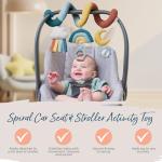 Itzy Ritzy Spiral Car Seat & Stroller Activity Toy - Stroller & Car Seat Toys for Ages 0 Months and Up - Hanging Toys Include Clinking Rings, Mirror and Textured Ribbons (Rainbow)