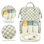 Dezcrab Baby Diaper Bag Backpack for Mom, Large Capacity Travel Nappy Bag for Boys & Girls with Stroller Straps (Corduroy Checkered Green)