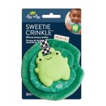 Itzy Ritzy Crinkle Teether Toy – Silicone Frog Teething Toy with Crinkly Lilypad & Plush Velour Layer – Features Multiple Textures for Teething Relief – Designed for Ages 3 Months and Up (Frog)