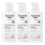 Eucerin Baby Unscented Baby Shampoo and Body Wash, Hypoallergenic, Tear Free Shampoo and Wash with Pro-Vitamin B5 and Shea Butter, 13.5 Fl Oz Bottle 3 pack
