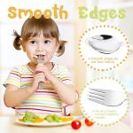 4 Piece Stainless Steel Toddler Forks and Spoons with Smooth Rounded Edges | Self-Feeding Toddle Utensil Set for Babies 1+ Year Old | Dishwasher Safe Baby Silverware Set