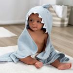 Gerber Baby 4 Piece Animal Character Hooded Towel and Washcloth Set, Blue Shark, One Size