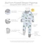 Burt's Bees Baby Baby Boys Pajamas, Zipfront Nonslip Footed Pjs, Organic Cotton Baby and Toddler Sleepers, Happy Herbivores, 18 Months US