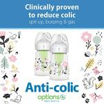 Dr. Brown's Anti-Colic Options+ Wide-Neck Baby Bottle Designer Edition Bottles, Woodland Decos, 5 oz/150 mL, Level 1 Nipple, 0m+, 2-Pack