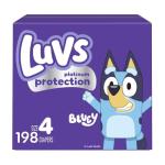 Luvs Size 4 Baby Diapers, Platinum Protection Bluey Diapers for Day & Night, Size 4, 198 Count (Packaging May Vary)