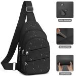 Tuwubi Crossbody Bags for Women, Sling Bag for Men, Small Hiking Backpack Anti Theft Lightweight for Outdoors Travel (M, Black)