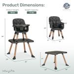 Dream On Me Luna 4-in-1 Convertible High Chair – Transforms into a Booster & Toddler Seat, Then into a Toddler Chair & Table, 5-Point Safety Harness, Adjustable Tray, Anti-Skid Padded Feet – Black