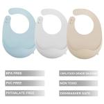 PandaEar 3 Pack Super Light Silicone Baby Bib for Boys Girls| Waterproof Baby Bibs with Pocket Food Catcher, Soft Adjustable Silicone Feeding Bibs