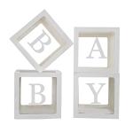 Baby Boxes with Letters for Baby Shower,Clear Baby Shower Decorations Block Boxes for Gender Reveal,Transparent Balloon Box Backdrop Birthday Party,4PCS