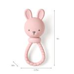 Itzy Ritzy Silicone Rattle Toy – Soothing Teething Toy with Soft Jingle Sound & Easy-Grip Textured Handle - for Ages 3 Months and Up (Bunny)