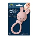Itzy Ritzy Silicone Rattle Toy – Soothing Teething Toy with Soft Jingle Sound & Easy-Grip Textured Handle - for Ages 3 Months and Up (Bunny)
