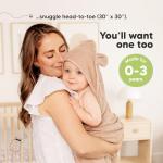 KeaBabies 2-Pack Hooded Baby Towels for Newborn - 30x30 Soft & Absorbent Viscose from Bamboo Baby Bath Towels with Hood for Infant, Toddler,Kids,Boys Girls,Newborn Bath Essentials (Almond, Petite)