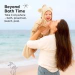 KeaBabies 2-Pack Hooded Baby Towels for Newborn - 30x30 Soft & Absorbent Viscose from Bamboo Baby Bath Towels with Hood for Infant, Toddler,Kids,Boys Girls,Newborn Bath Essentials (Almond, Petite)