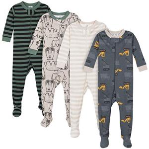 Gerber Baby Boys 4-Pack Footed Pajamas, Bears & Trucks Grey, 12 Months