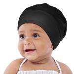 OLESILK Silk Baby Bonnet for 0-6 Months - 100% Mulberry Silk Toddler Hair Bonnet, Adjustable Night Cap for Sleeping Black