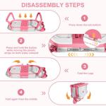 MoreFeel Collapsible Baby Bathtub for Newborn with Thermometer & 1 Hooded Towel & 1 Soft Floating Cushion,Portable Travel Bathtub with Drain Hole, Durable Foldable Baby Tubs for Infants to Toddler