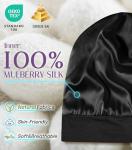 OLESILK Silk Baby Bonnet for 0-6 Months - 100% Mulberry Silk Toddler Hair Bonnet, Adjustable Night Cap for Sleeping Black