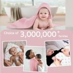 Yoofoss Hooded Baby Towels for Newborn 2 Pack 100% Muslin Organic Cotton Baby Bath Towel with Hood for Babies, Infant, Toddler and Kids, 32x32Inch, Soft and Absorbent Newborn Essential,Pink&Wh Leaf