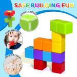 Magnetic Building Blocks Large, 1.65 inch Magnetic Stacking Cubes for Toddlers, Sensory & Montessori Toys for Boys & Girls 1 2 3 Years Old (12 PCS)
