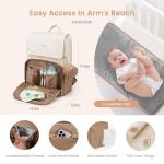 LOVEVOOK Diaper Bag Backpack, Baby Travel Bags for Boys & Girl, Toddler Waterproof Diaper Bag w/Changing Pad (Beige khaki, 15.6''-Small)