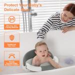 ONTHEWEI Baby Bath Seats for Babies Sitting Up, Non-Slip Baby Bathtub with 3 Suction Cups, Safe & Comfortable Toddler Bath Seat Ideal for Baby Bath/Shower Support, Stable Design, Grey (6-24 Months)