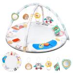 Montessori Baby Play Gym & Activity Mat for Brain Development (0-12Mo) | 5-Sensory Zones + 5 Toys |Portability Tummy Time Activity Mat Stage-Based for Newborn Brain Development Essential & Gift-Ready