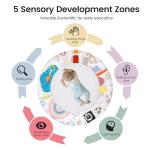 Montessori Baby Play Gym & Activity Mat for Brain Development (0-12Mo) | 5-Sensory Zones + 5 Toys |Portability Tummy Time Activity Mat Stage-Based for Newborn Brain Development Essential & Gift-Ready