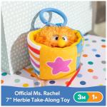 Ms. Rachel Official Herbie Sensory Take-Along Toy, Baby Swing & Baby Stroller Teething Toys w/Rattle & Clip, Toddler Toys for Girls & Boys Ages 3 Months to 1+