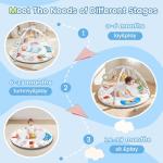 Montessori Baby Play Gym & Activity Mat for Brain Development (0-12Mo) | 5-Sensory Zones + 5 Toys |Portability Tummy Time Activity Mat Stage-Based for Newborn Brain Development Essential & Gift-Ready